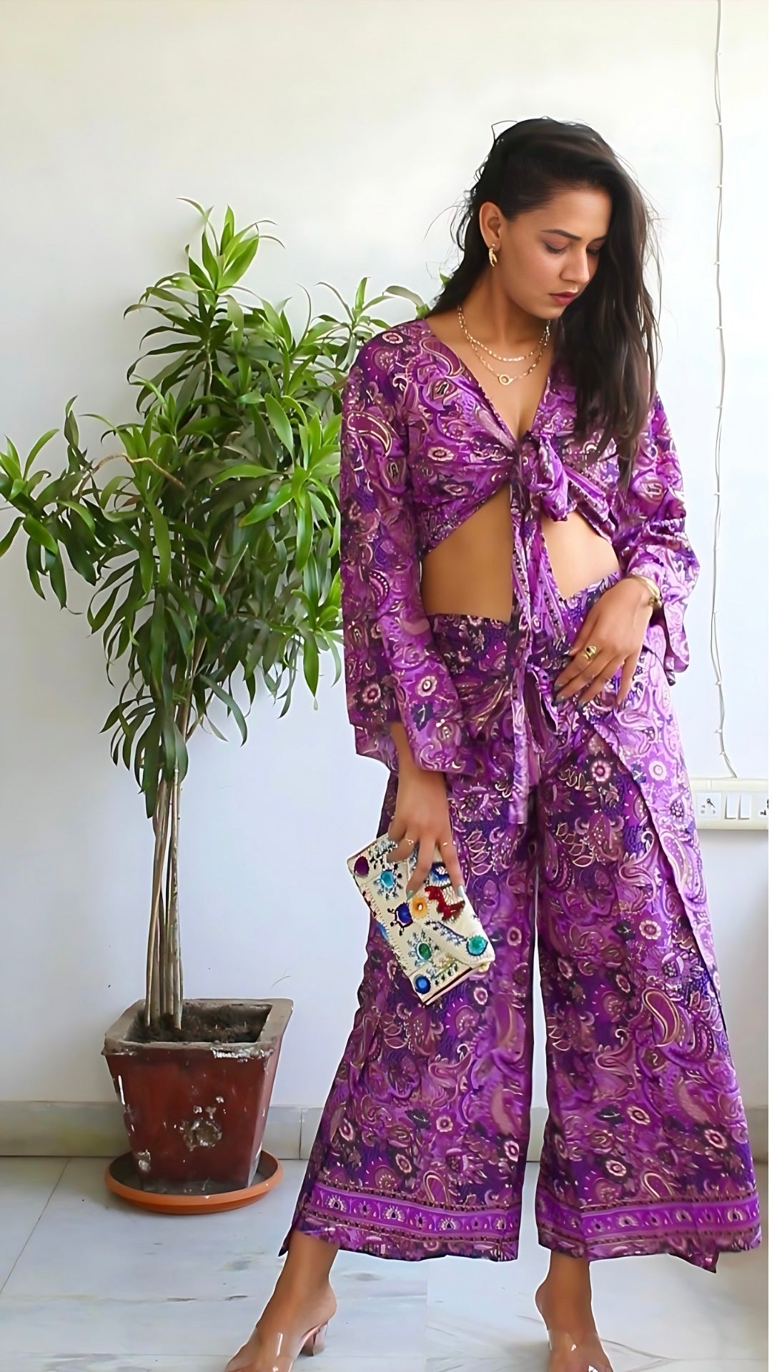 Wrap top and pants co-ord set