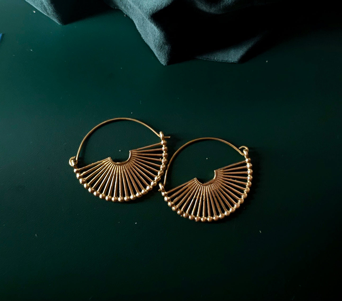 Handcrafted chunky brass earring