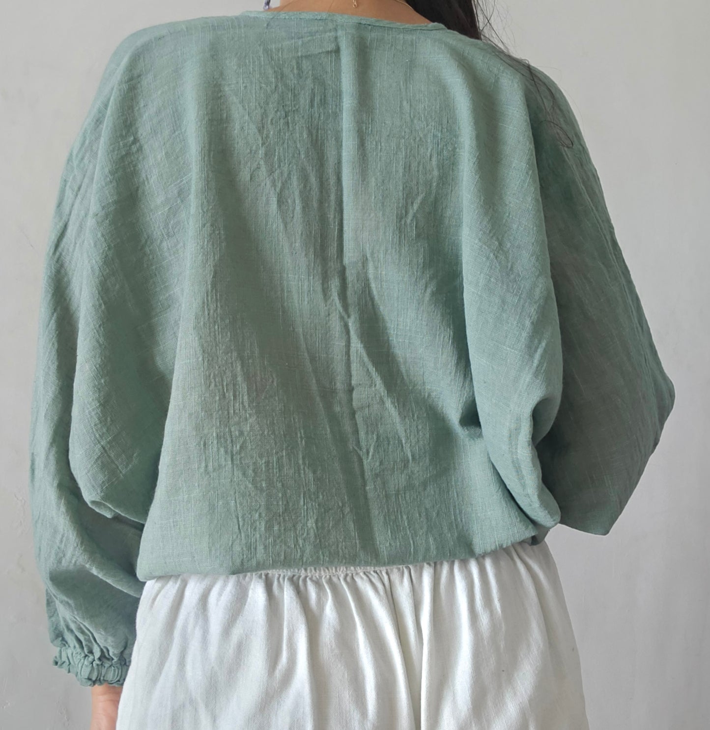 Muted zade cloud whimsy tie top