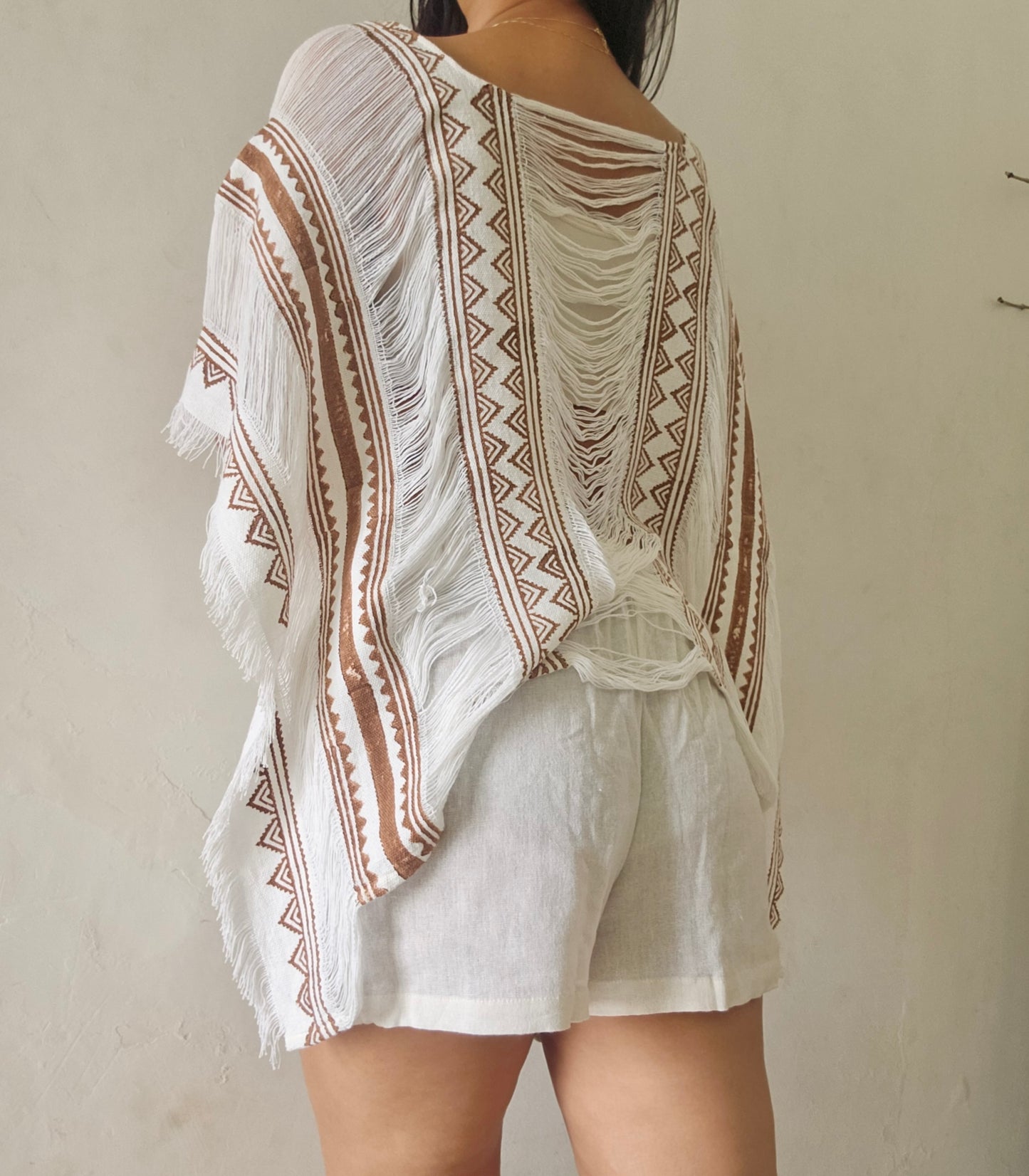 Glacier white poncho and shorts co-ord set