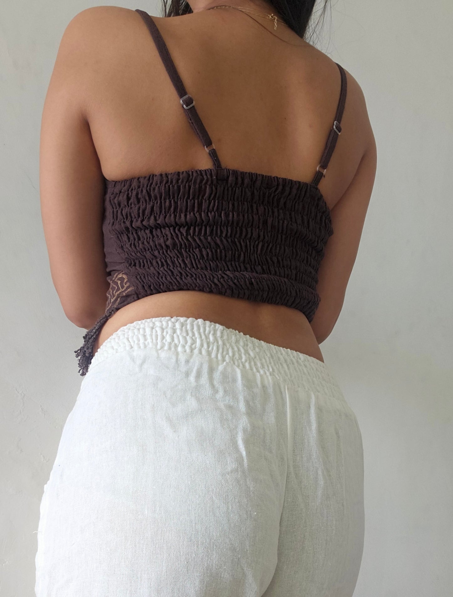 Deep walnut brown jute cotton tank top 2