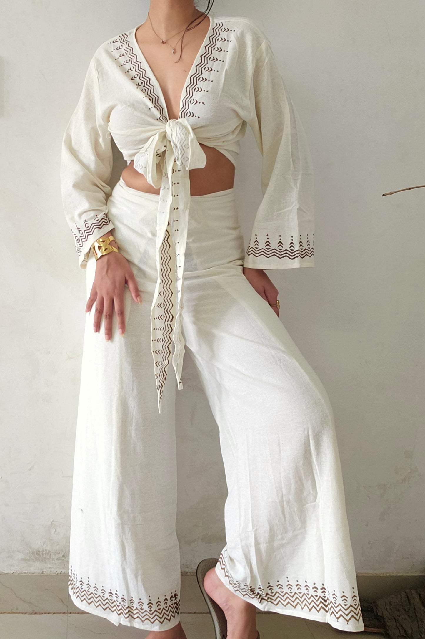 Jute cotton wrap top