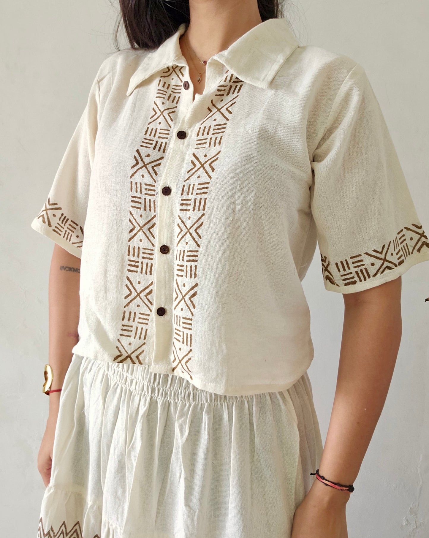 Block printed organic cotton shirt