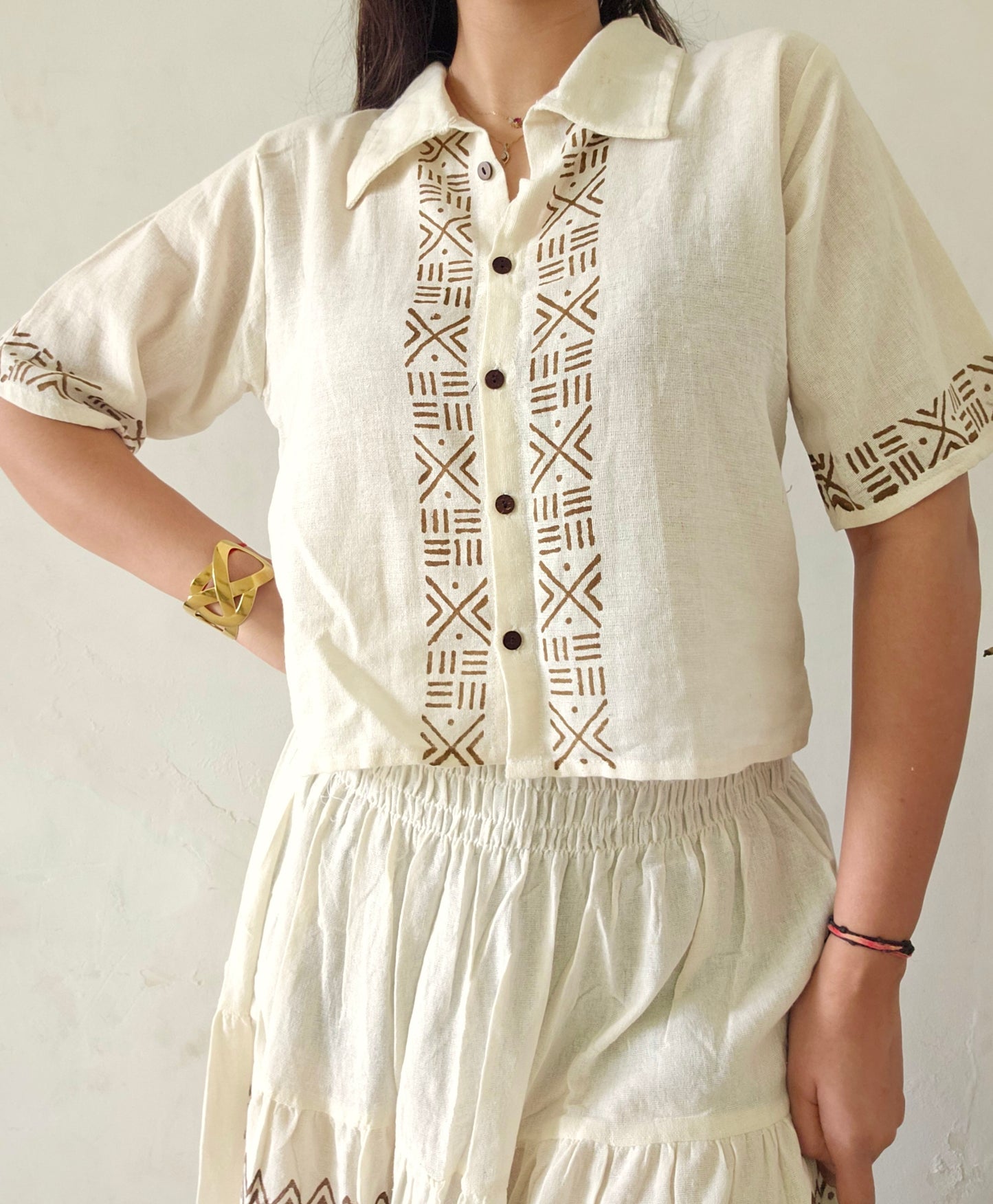 Block printed organic cotton shirt