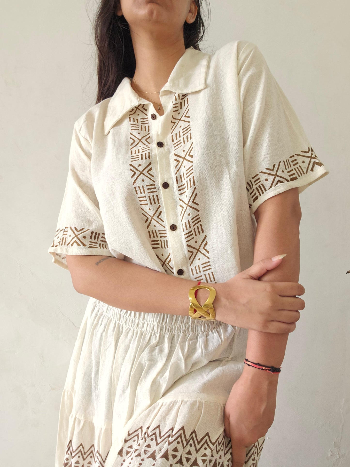 Block printed organic cotton shirt