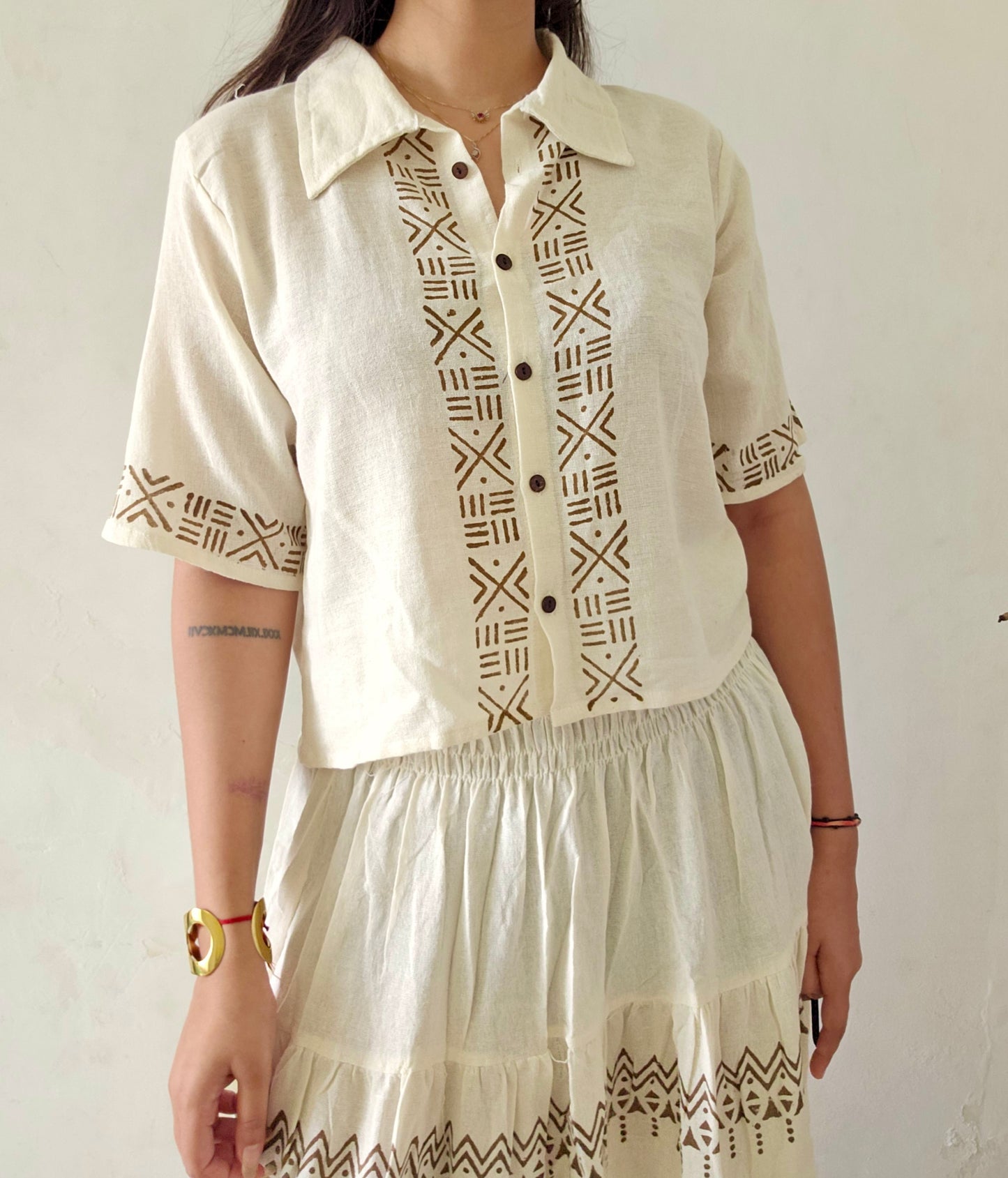 Block printed organic cotton shirt