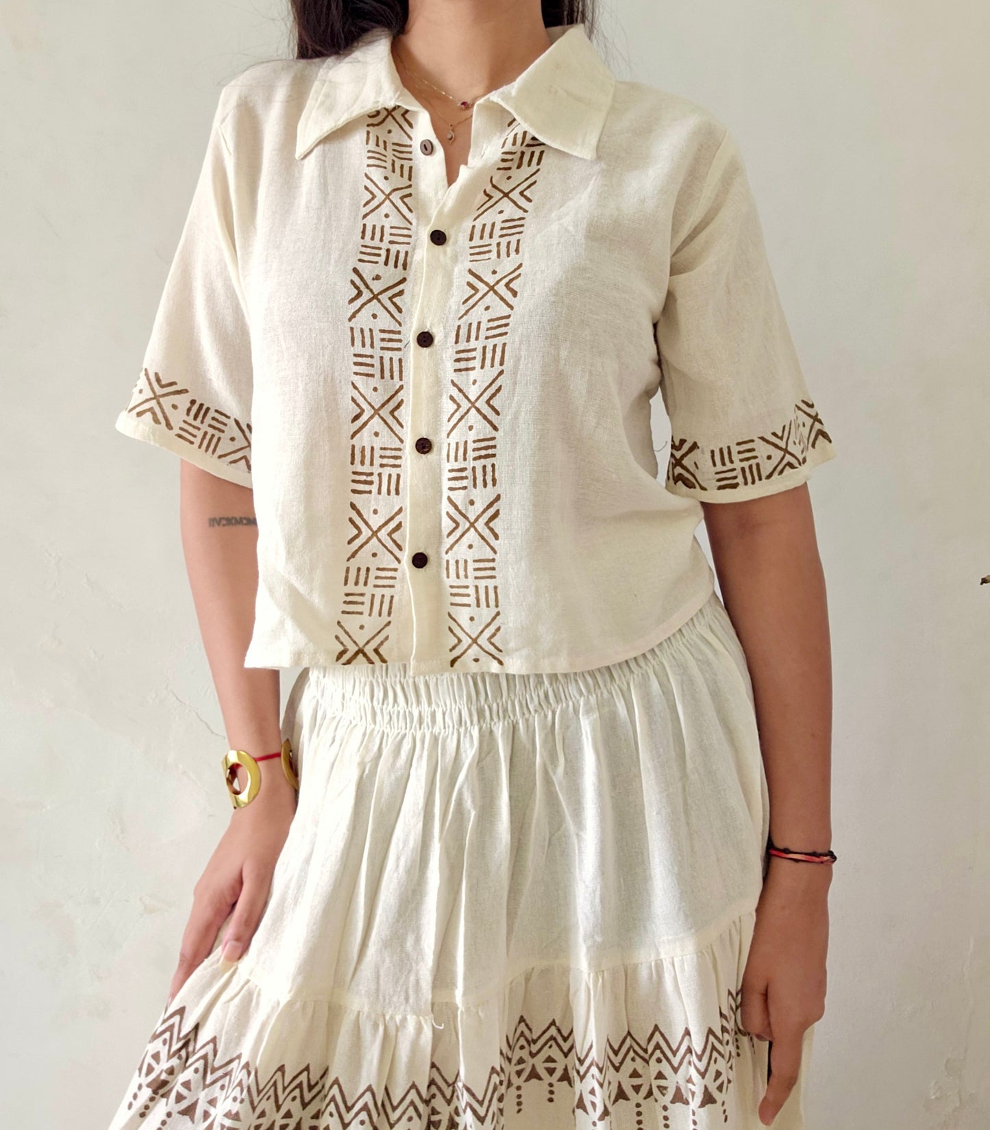 Block printed organic cotton shirt