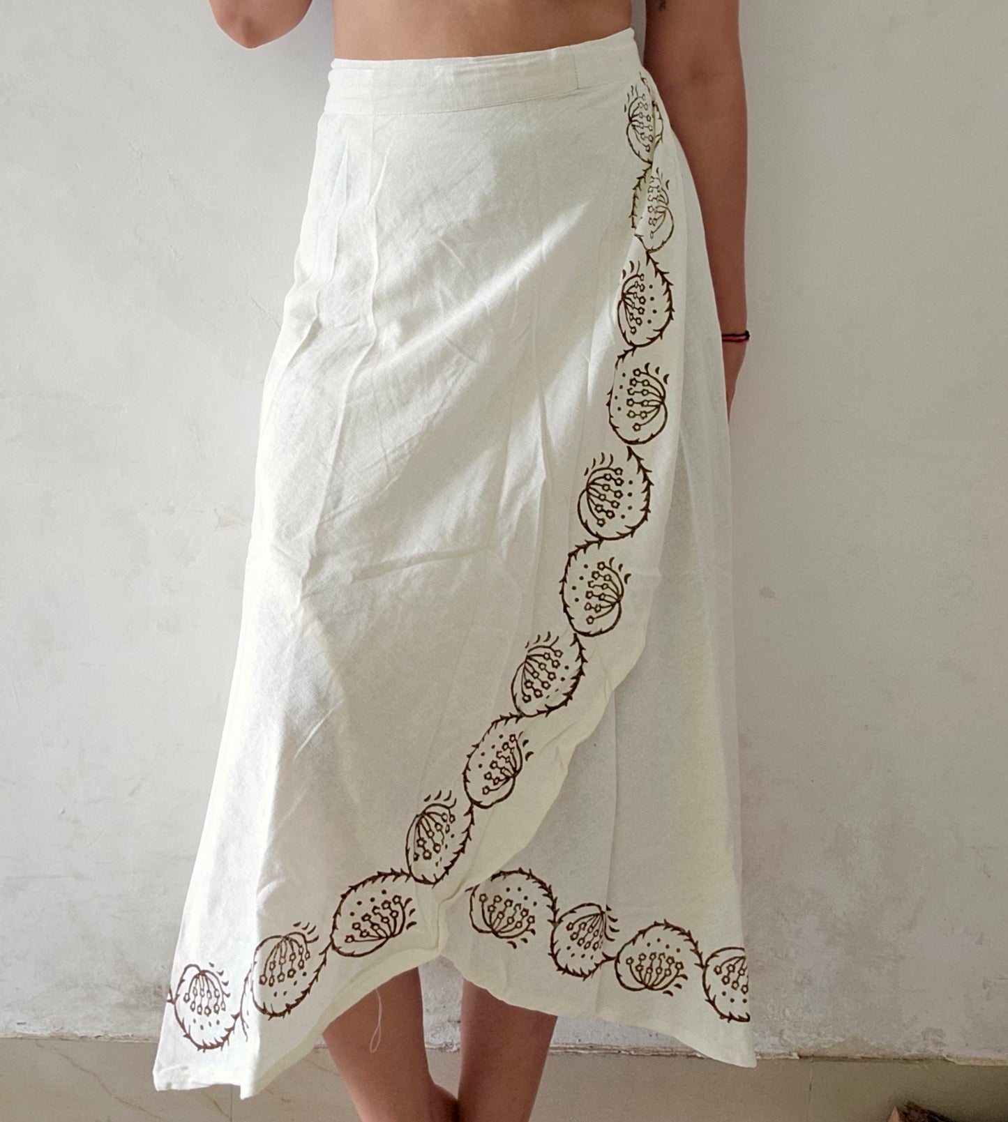 Organic cotton long wrap skirt