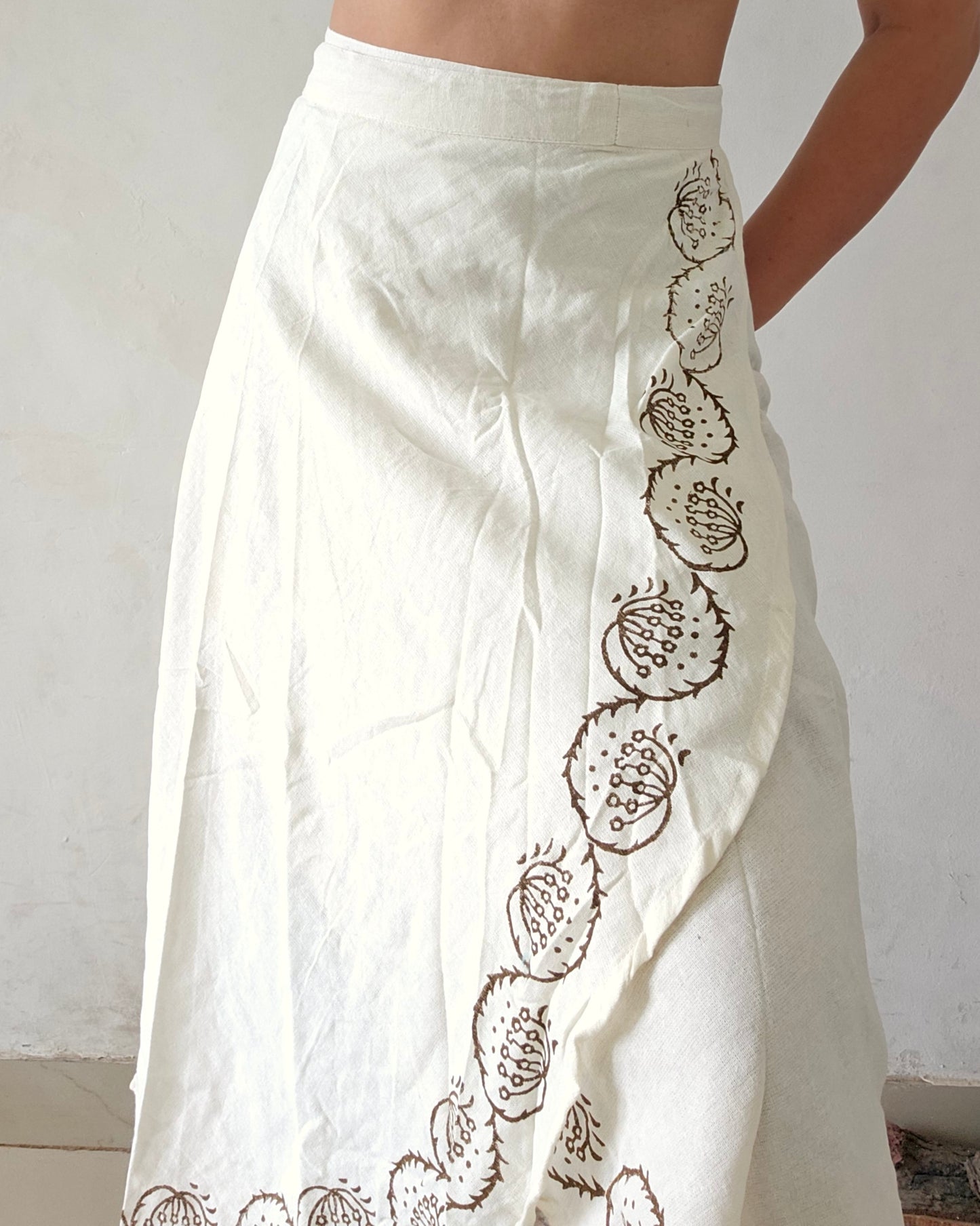 Organic cotton long wrap skirt