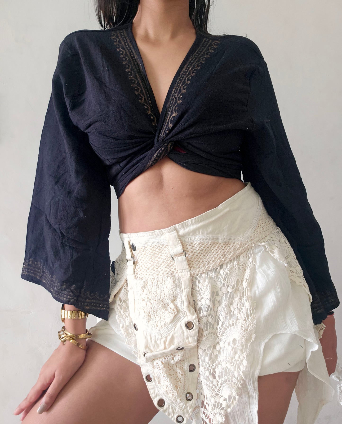 Black jute cotton wrap top 2