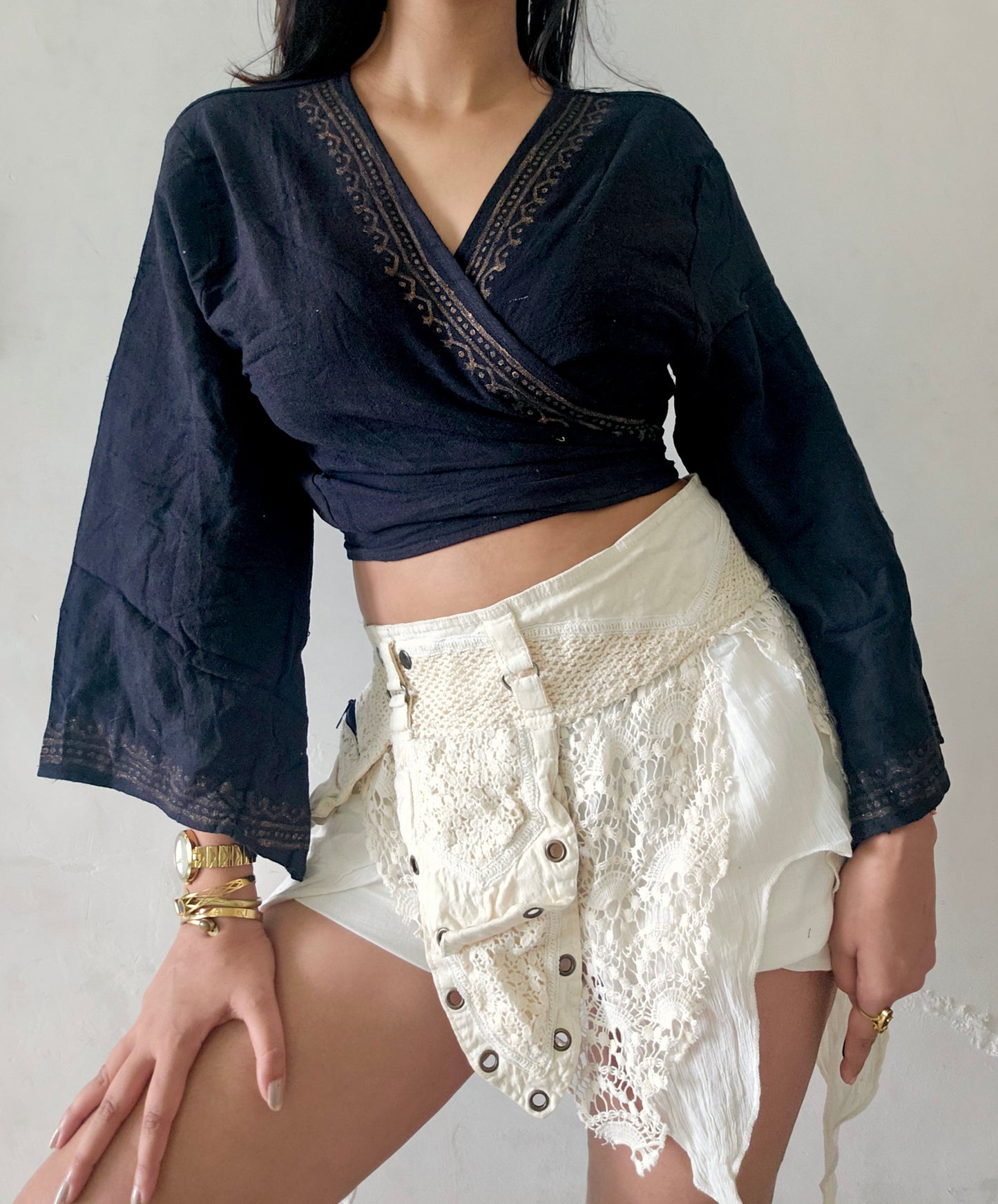 Black jute cotton wrap top 2