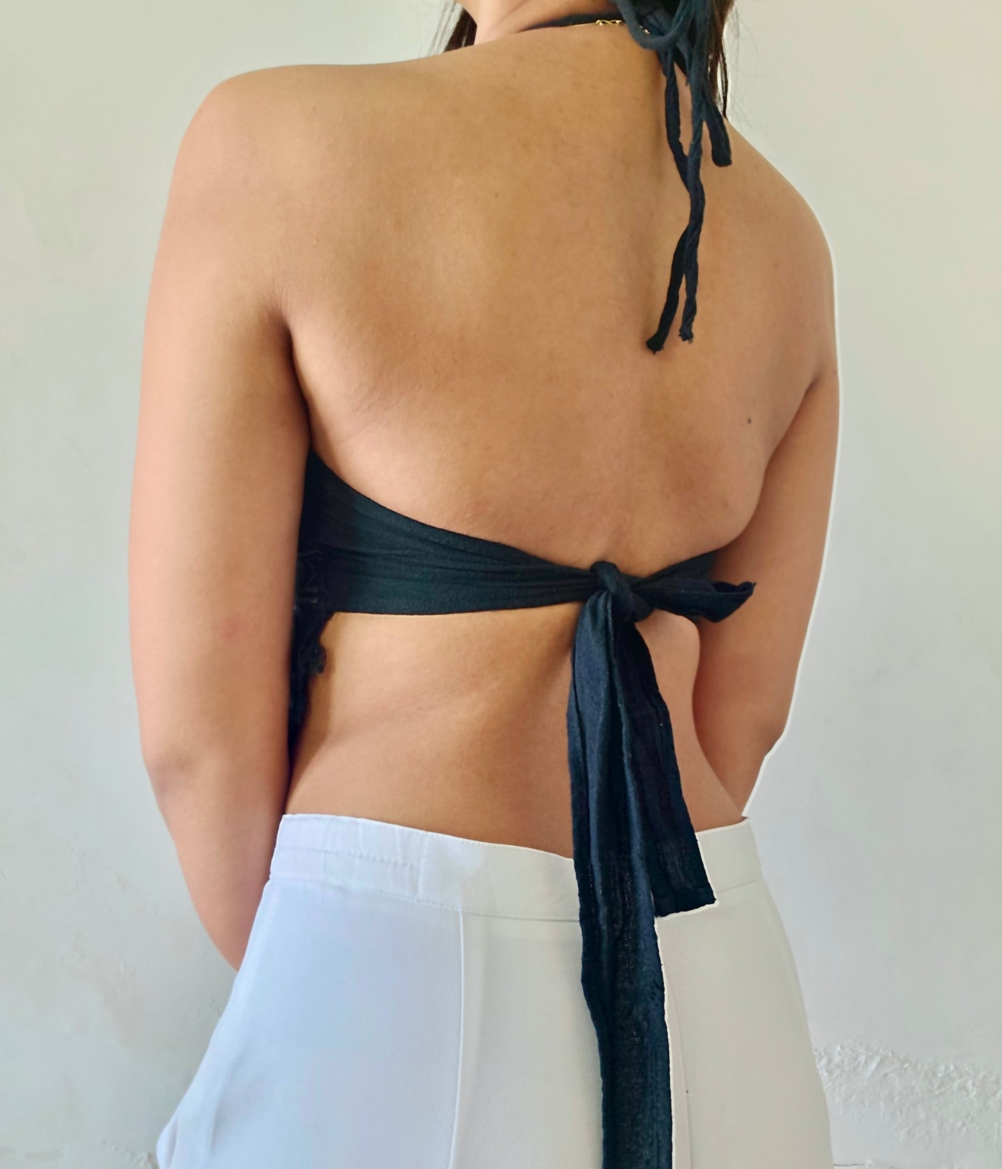 Natural black halter top