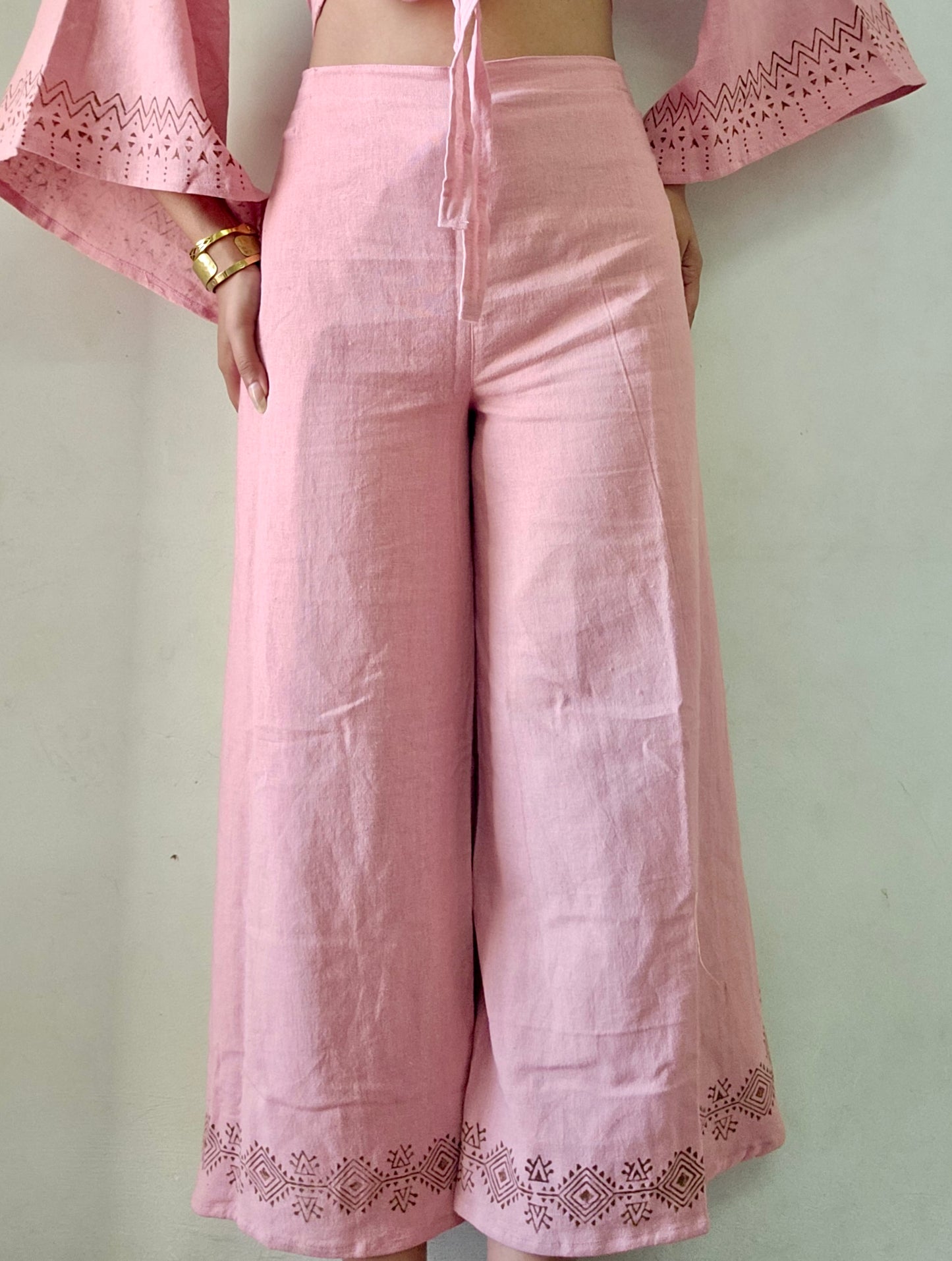 Dusty pink khadi cotton trousers