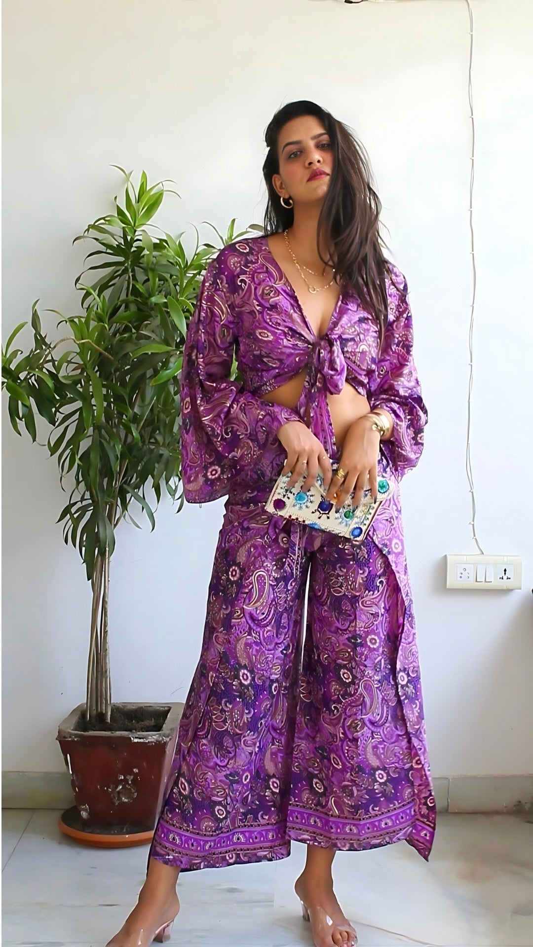 Wrap top and pants co-ord set