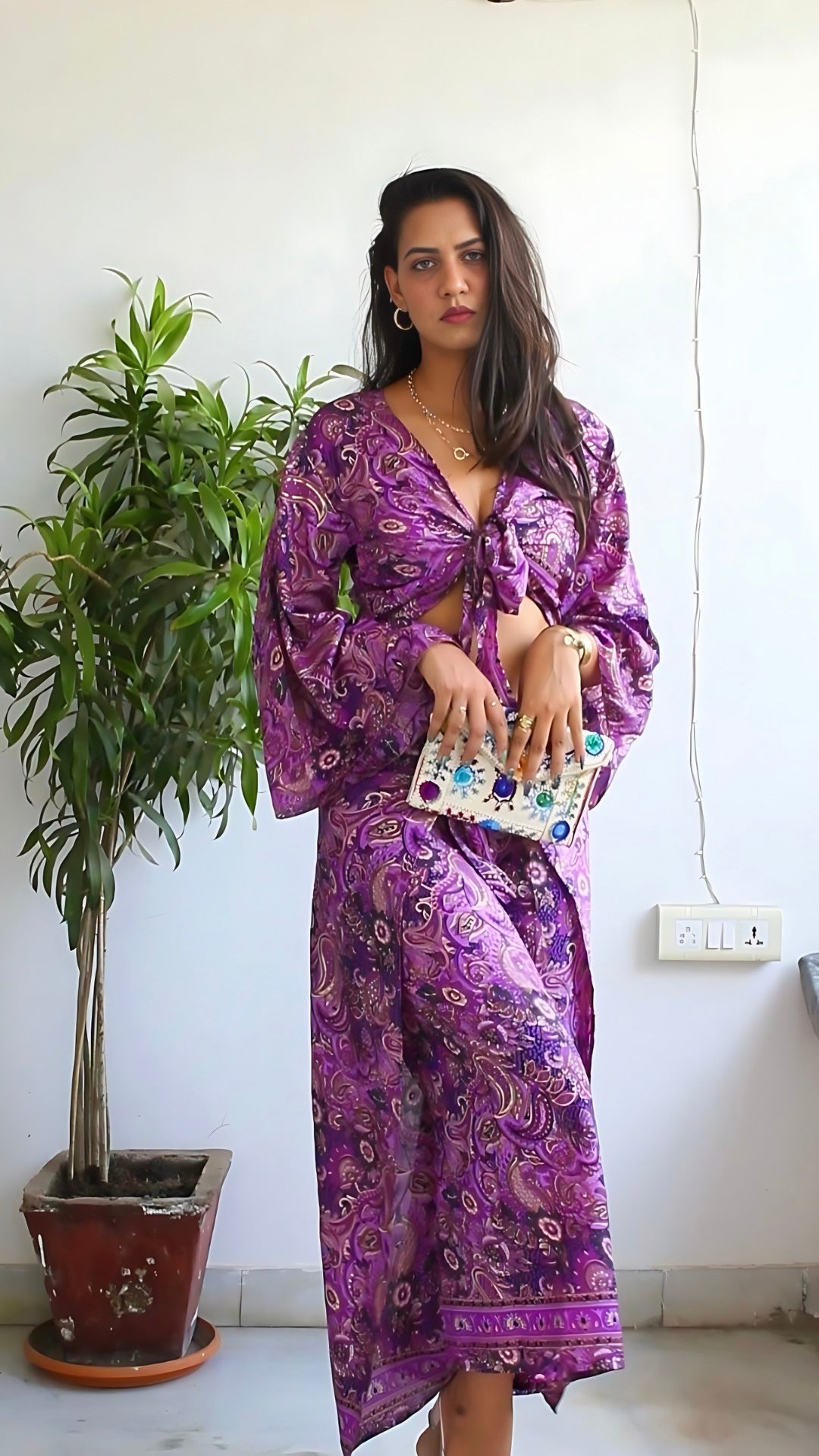 Wrap top and pants co-ord set