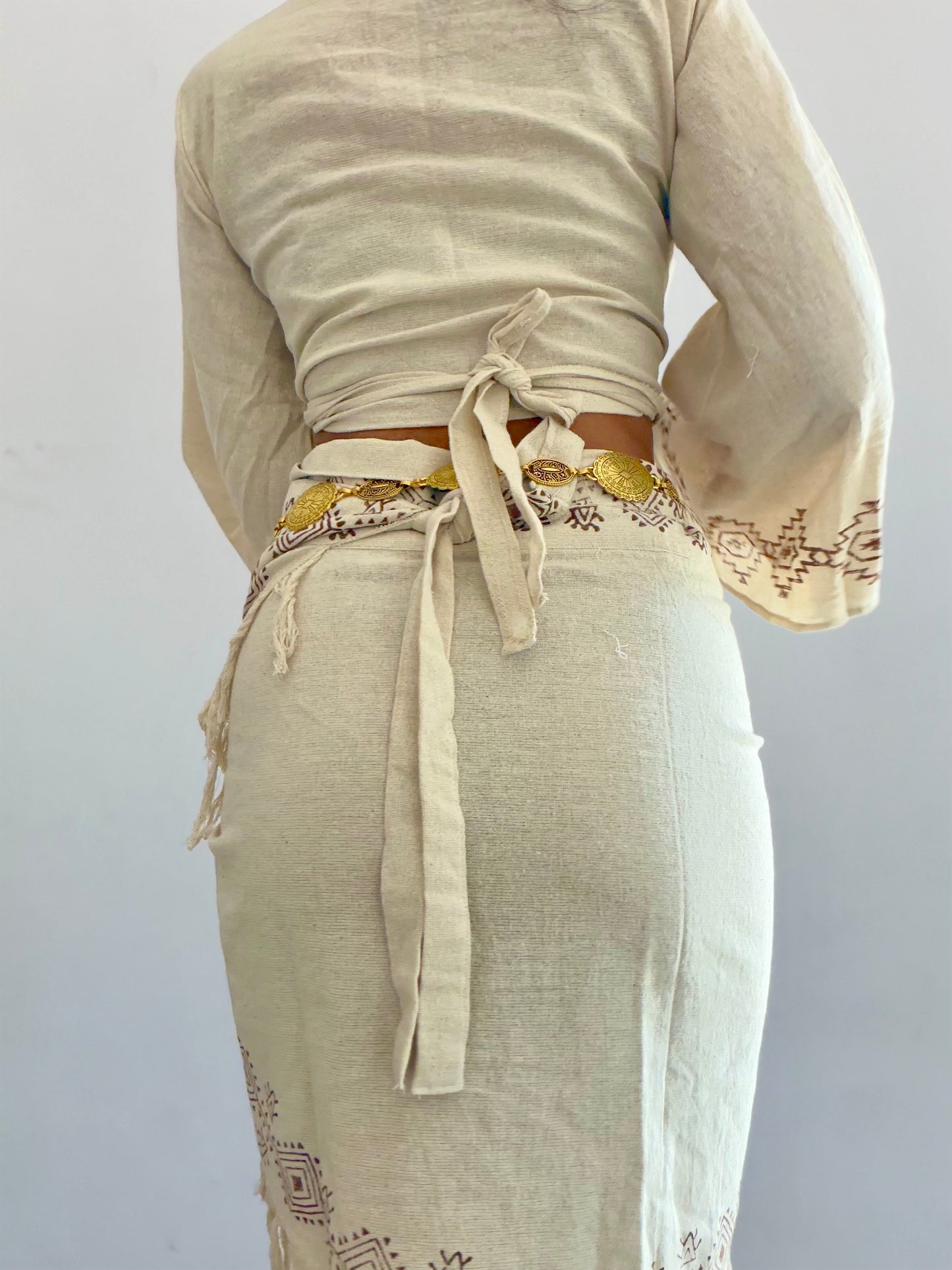 Summer nomad organic cotton wrap top and wrap skirt set