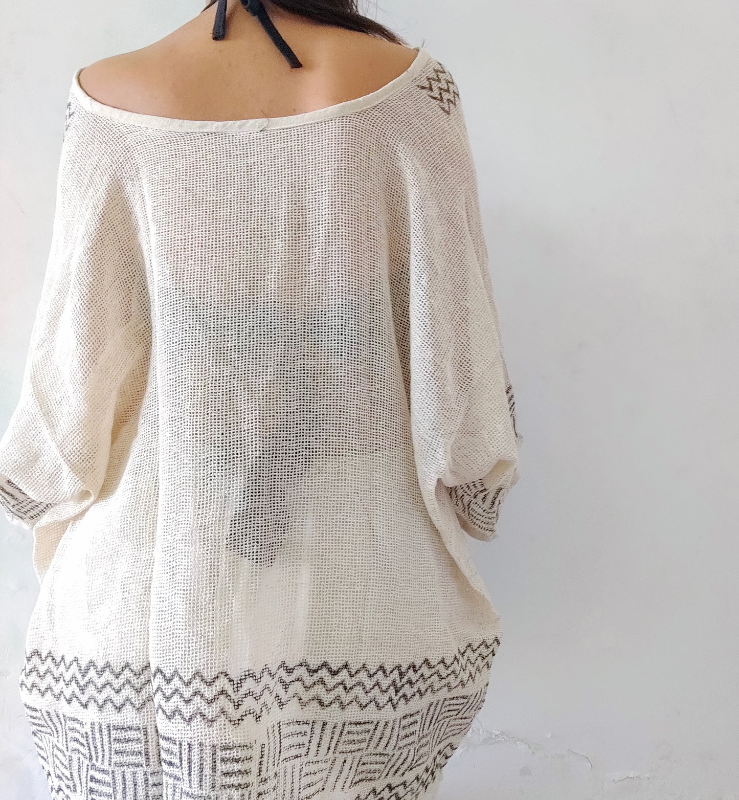 Clay dune handwoven jute cotton kimono cover-up 2