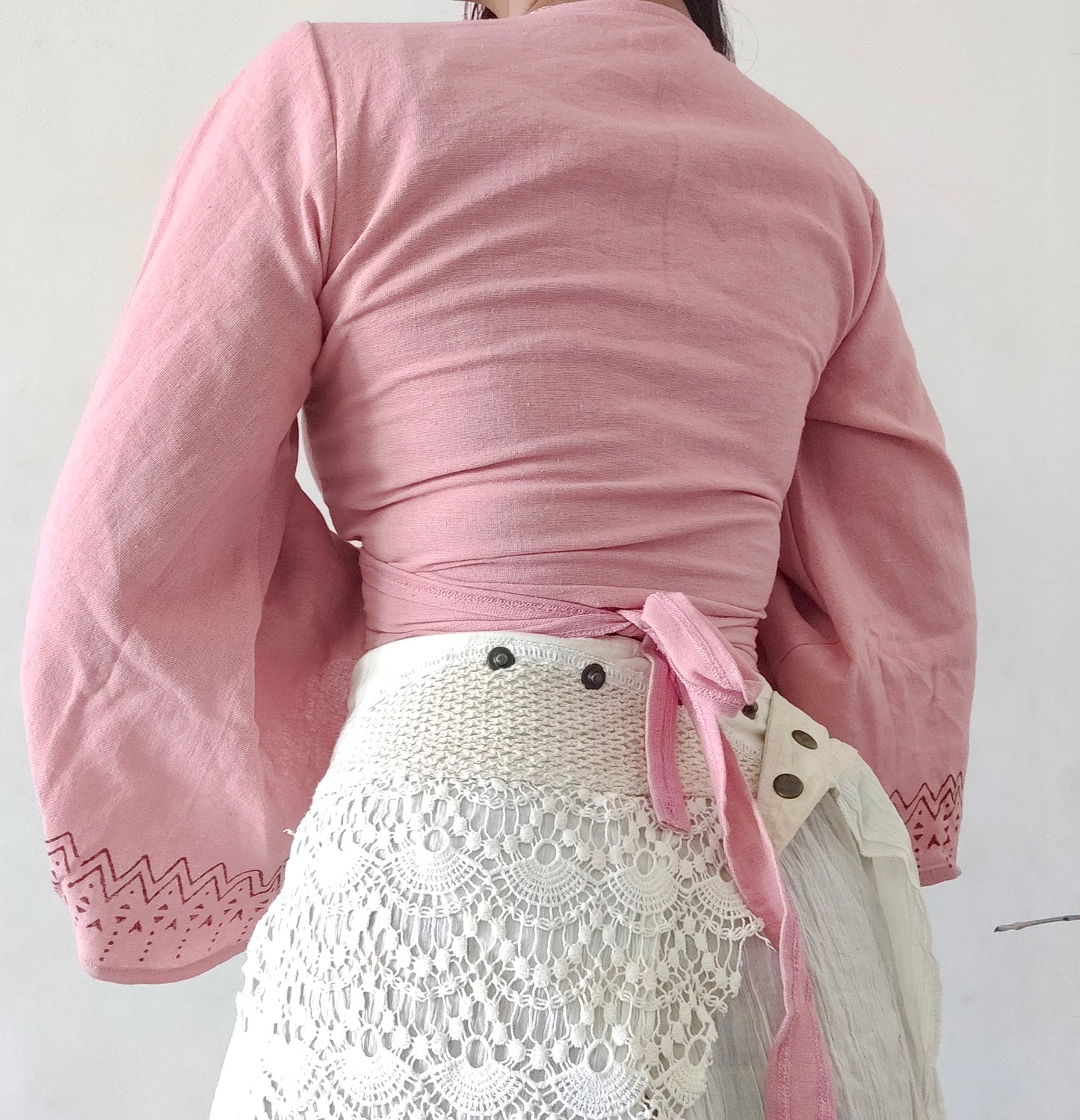 Dusty pink jute cotton wrap top 3