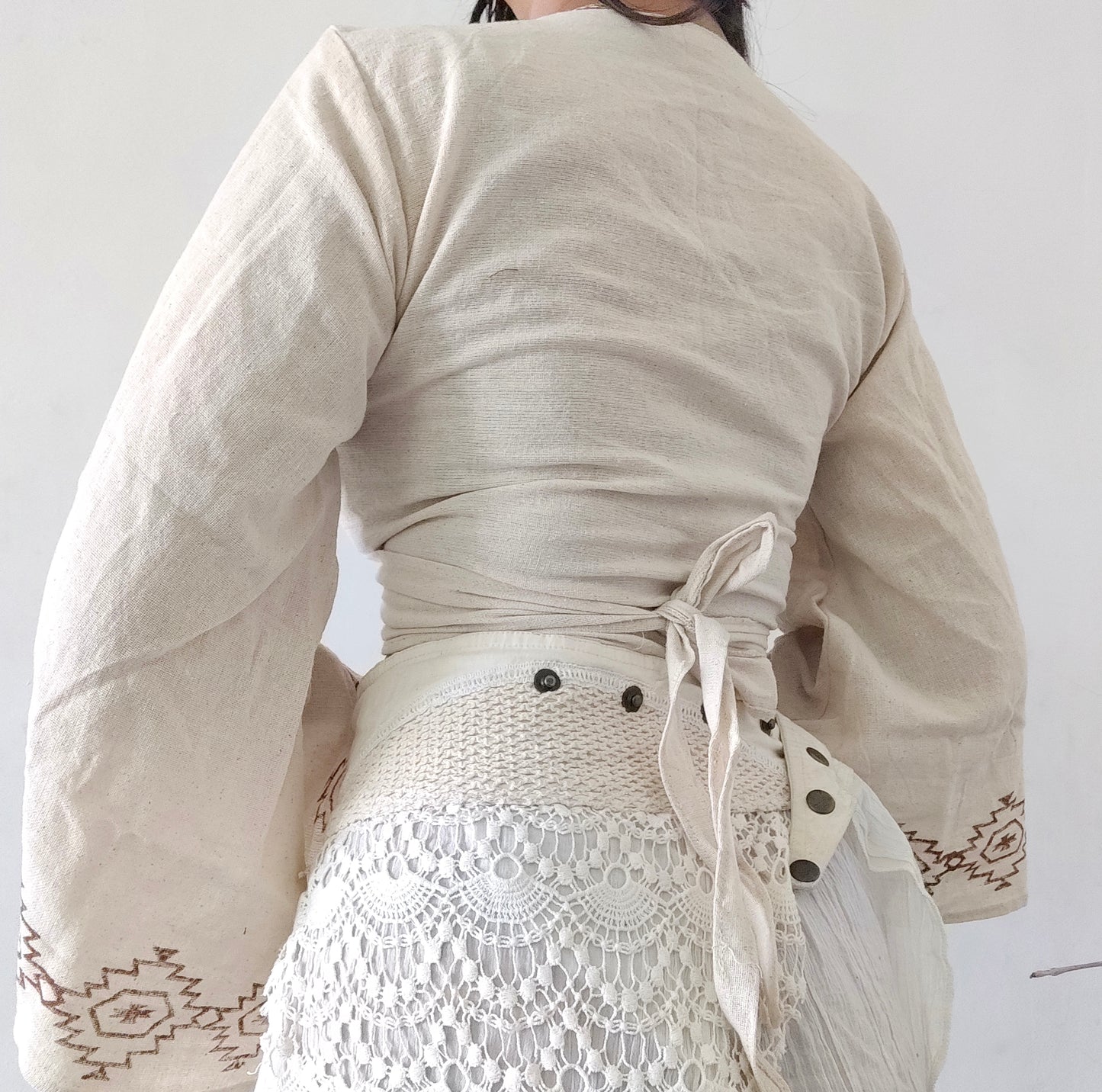 Beige Jute cotton wrap top 3
