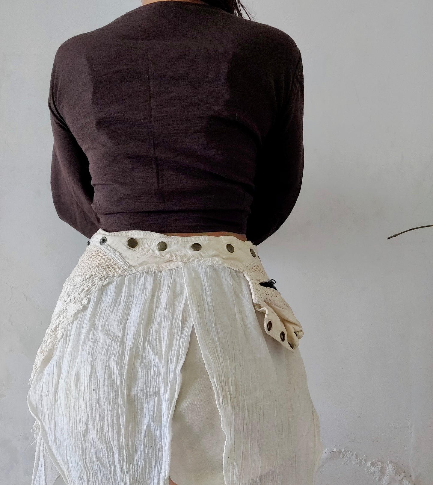 Deep walnut brown jute cotton wrap top 3