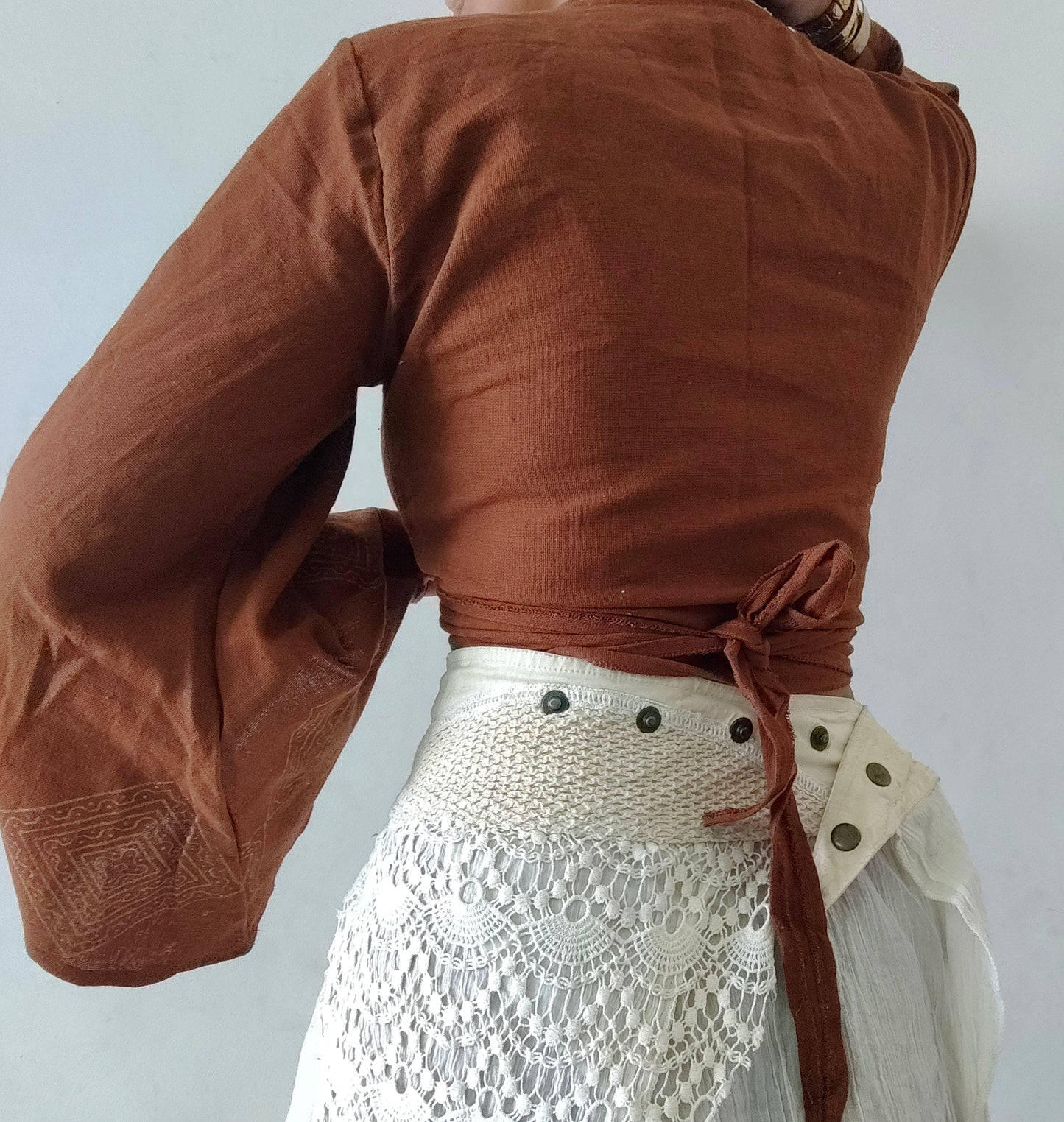 Terra brown jute cotton wrap top 3