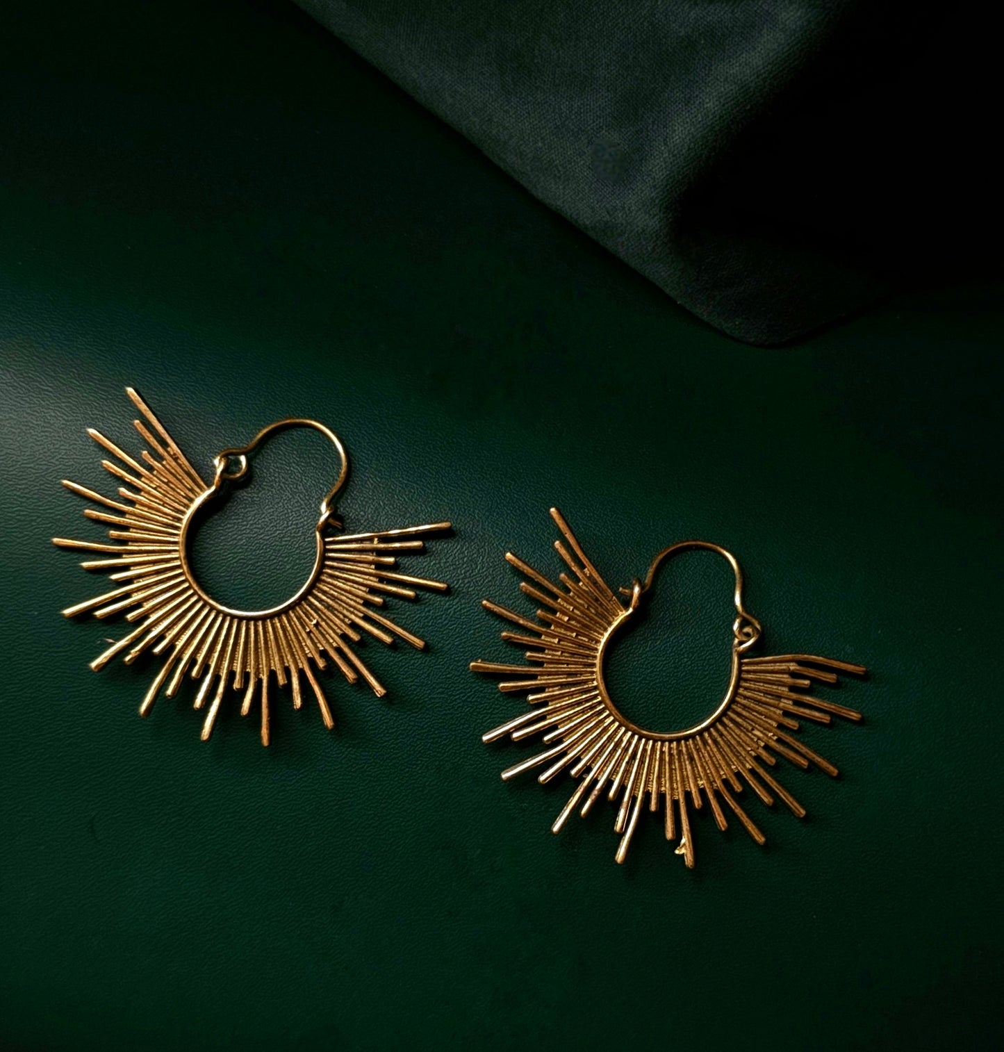 Handcrafted rays brass earring