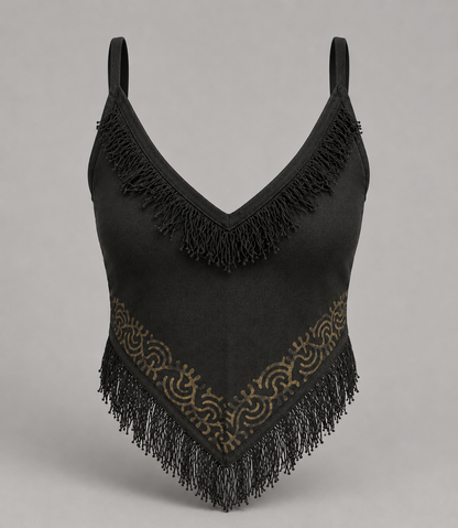 Black jute cotton tank top 2
