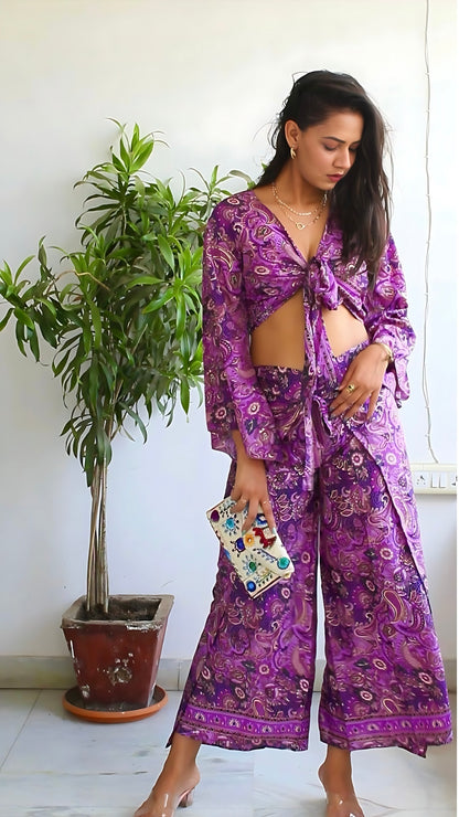 Wrap top and pants co-ord set