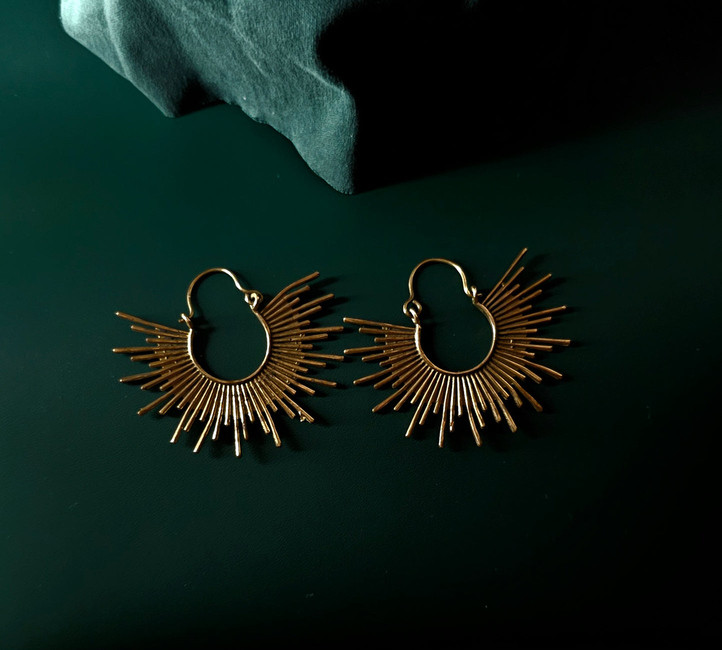 Handcrafted rays brass earring