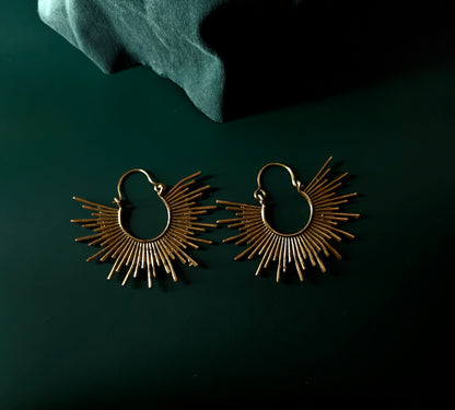 Handcrafted rays brass earring