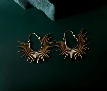 Handcrafted rays brass earring