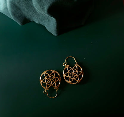 Handcrafted geometric brass earring