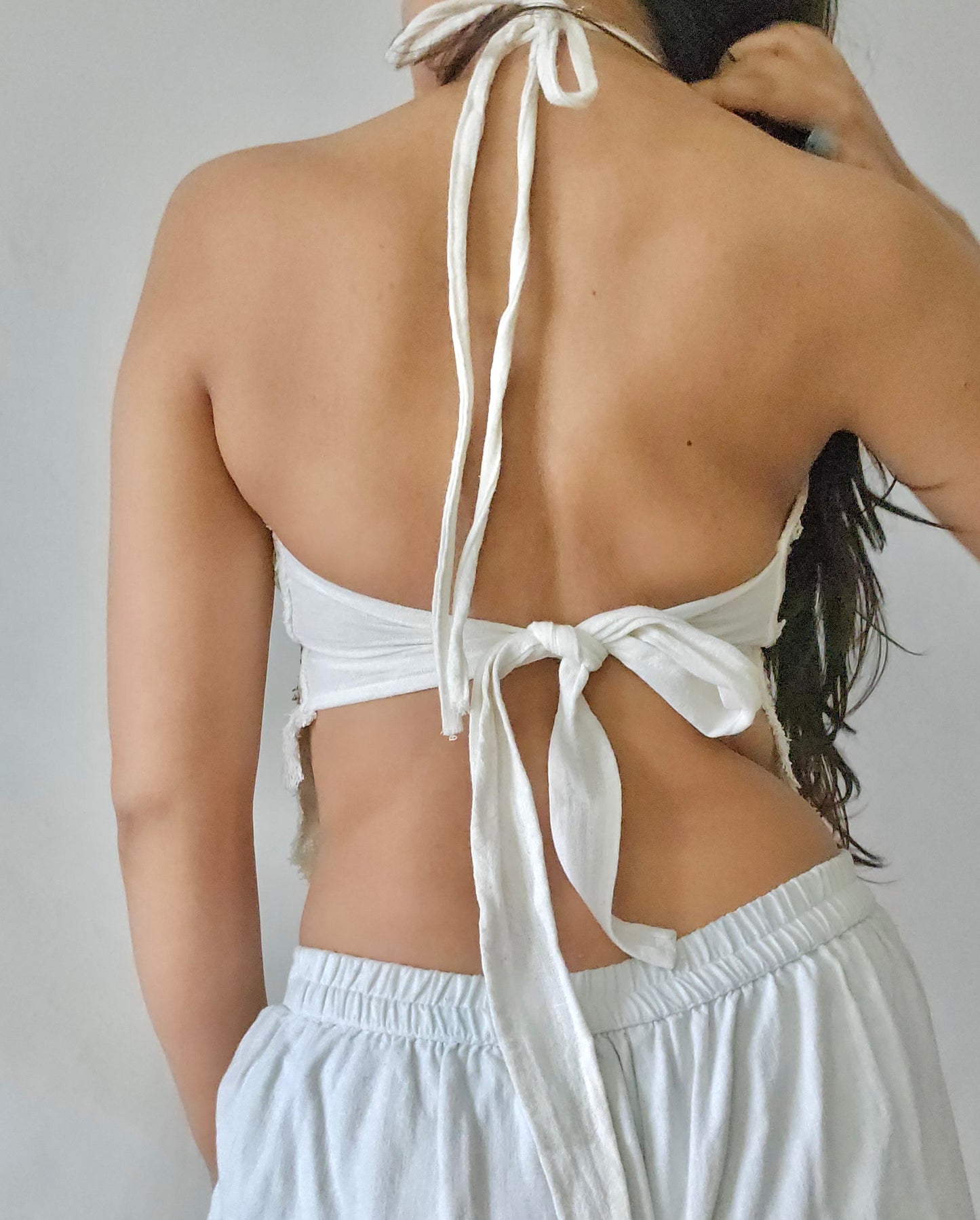Natural Glacier white halter top