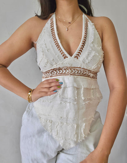 Natural Glacier white halter top
