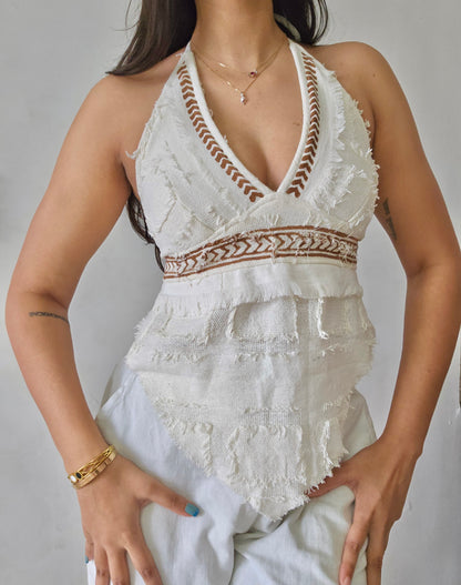 Natural Glacier white halter top