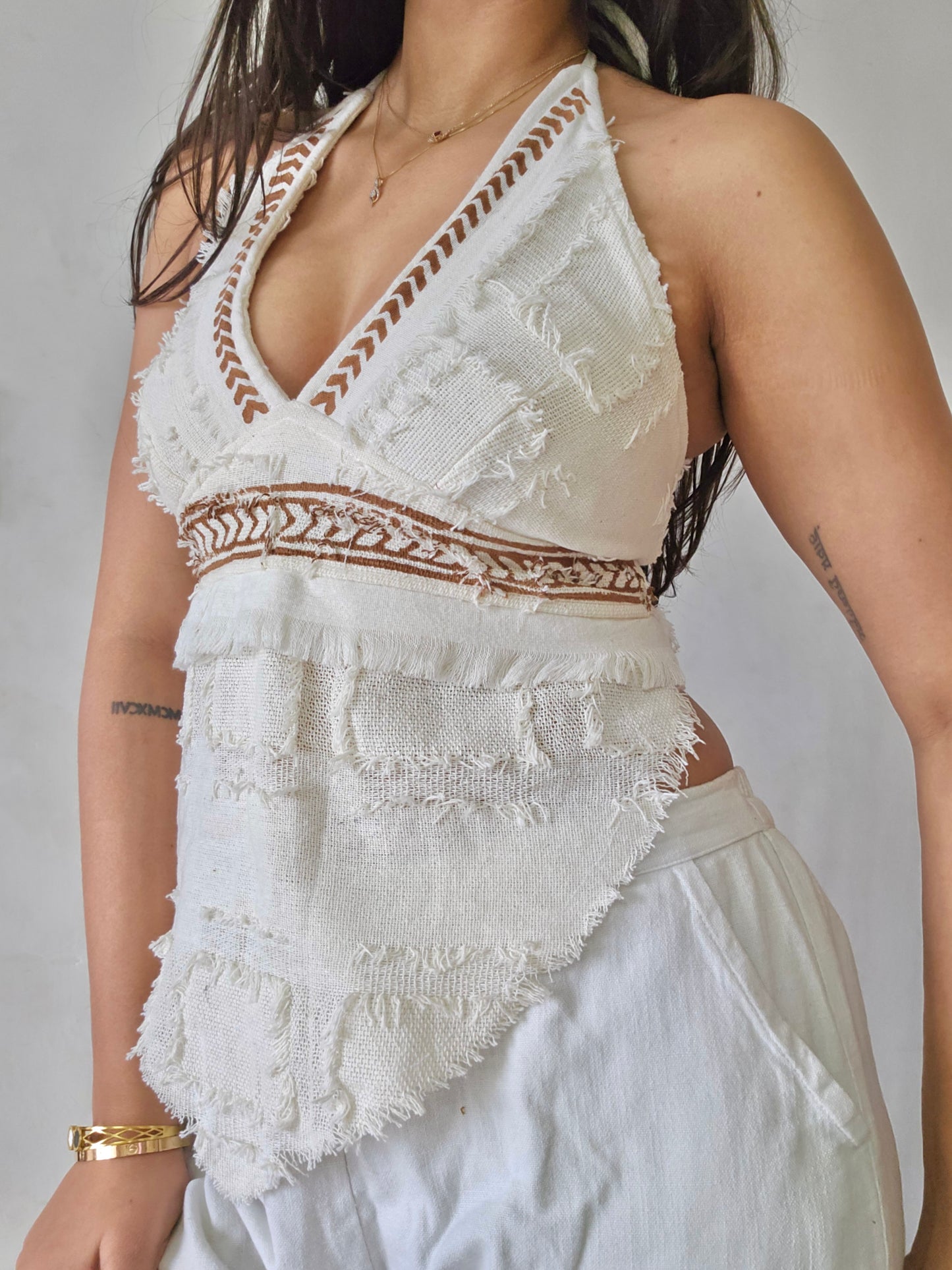 Natural Glacier white halter top