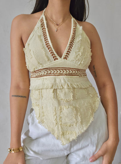 Natural convivial yellow halter top