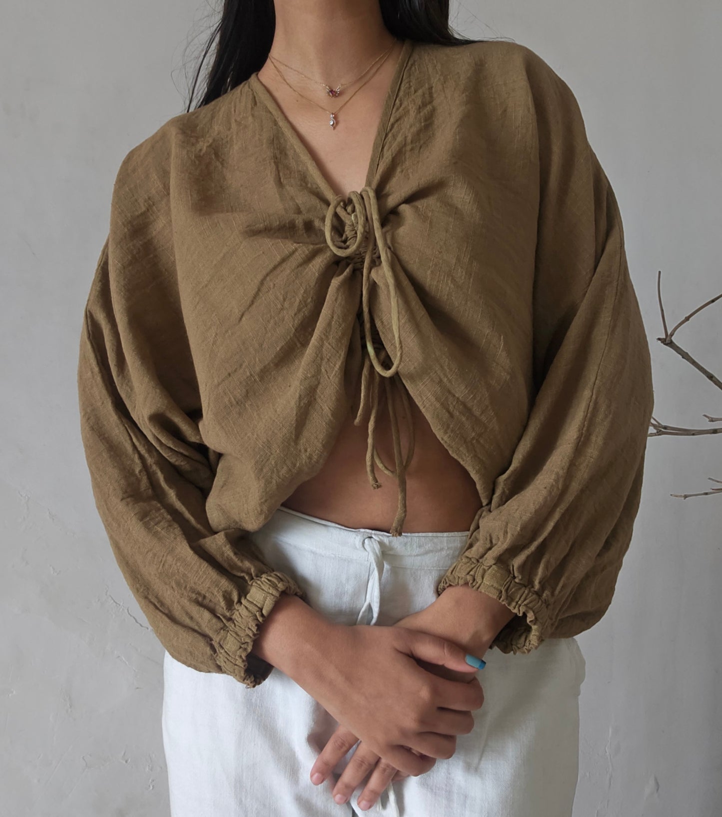 Mocha mousse cloud whimsy tie top