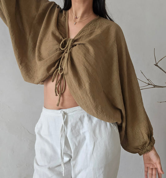 Mocha mousse cloud whimsy tie top