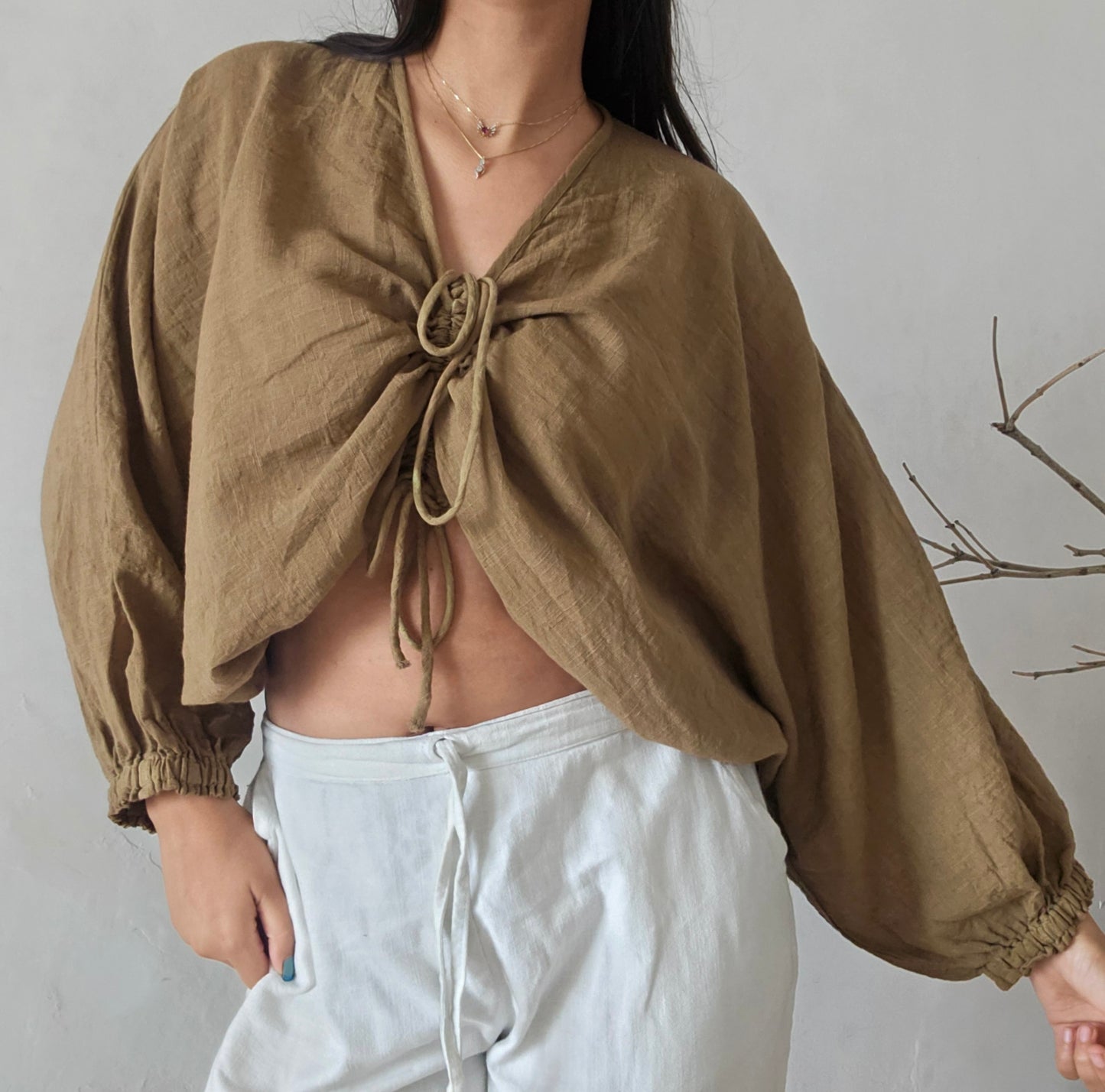 Mocha mousse cloud whimsy tie top