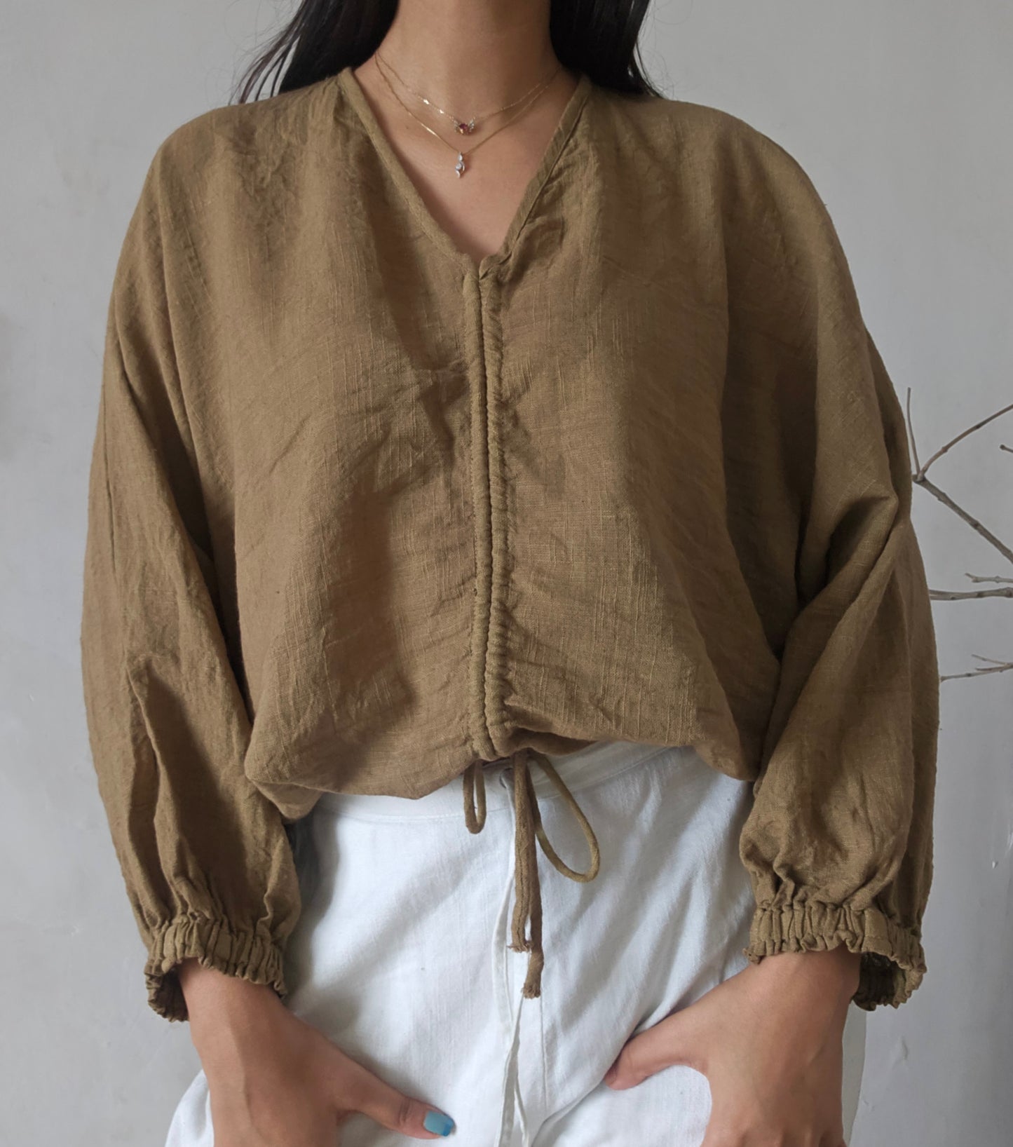 Mocha mousse cloud whimsy tie top