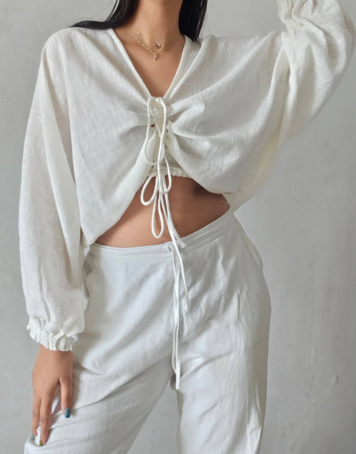 Glacier white cloud whimsy tie top