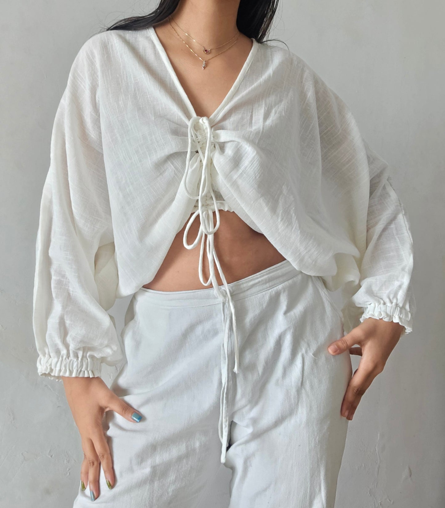 Glacier white cloud whimsy tie top