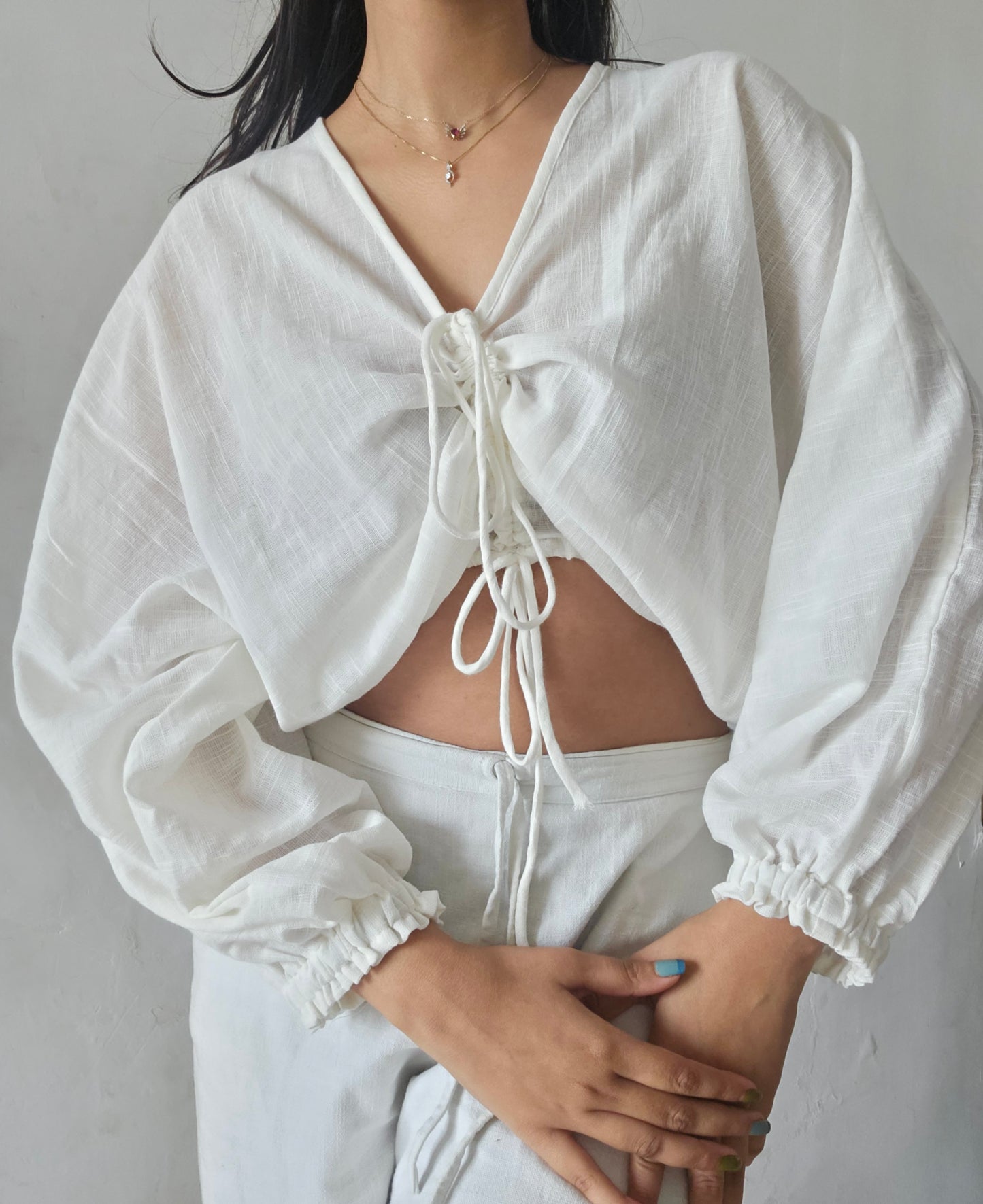 Glacier white cloud whimsy tie top