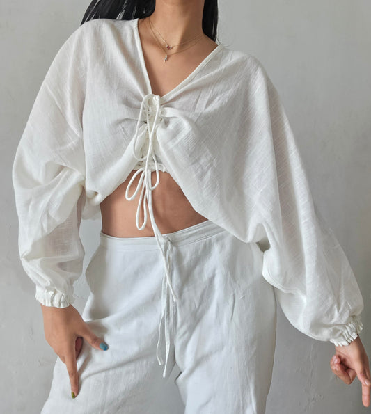 Glacier white cloud whimsy tie top
