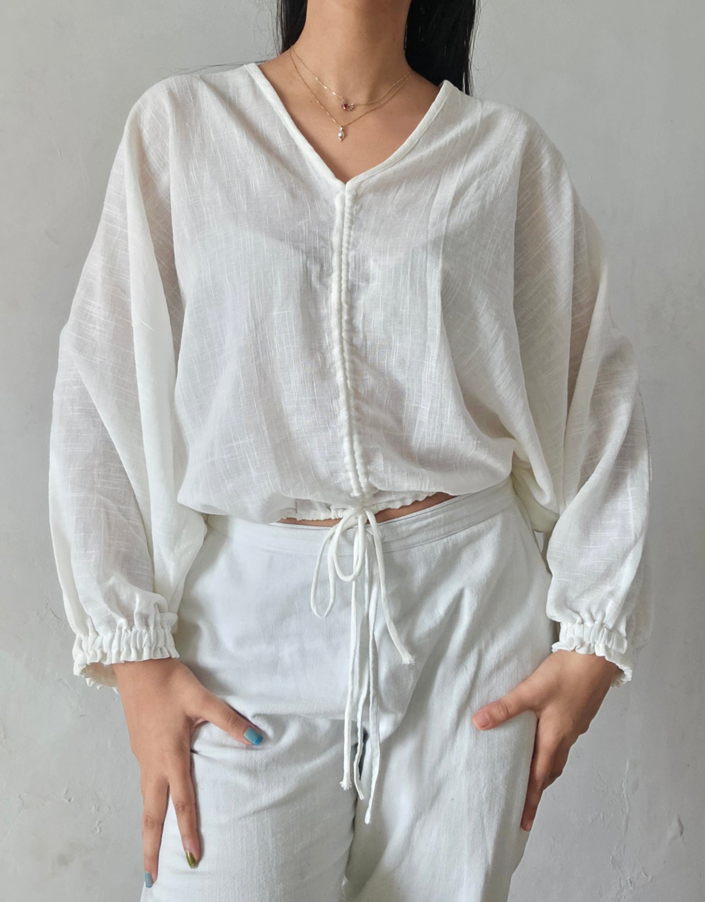 Glacier white cloud whimsy tie top