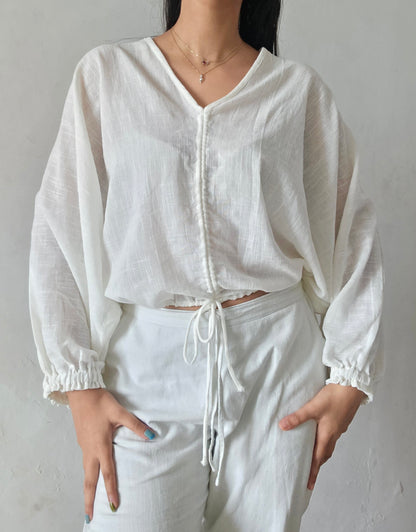 Glacier white cloud whimsy tie top
