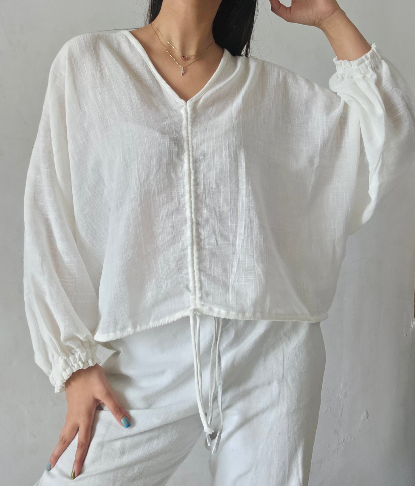 Glacier white cloud whimsy tie top