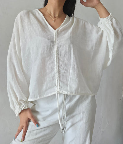 Glacier white cloud whimsy tie top