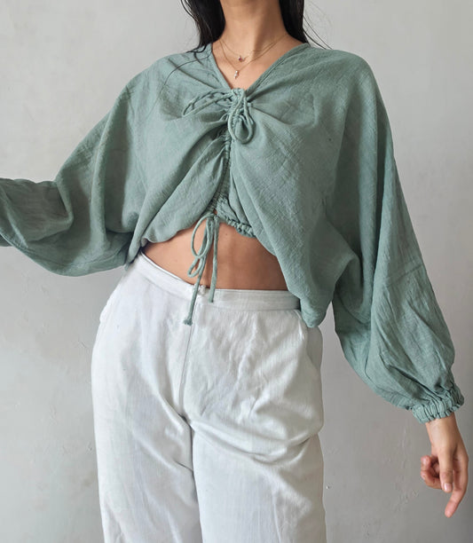 Muted zade cloud whimsy tie top